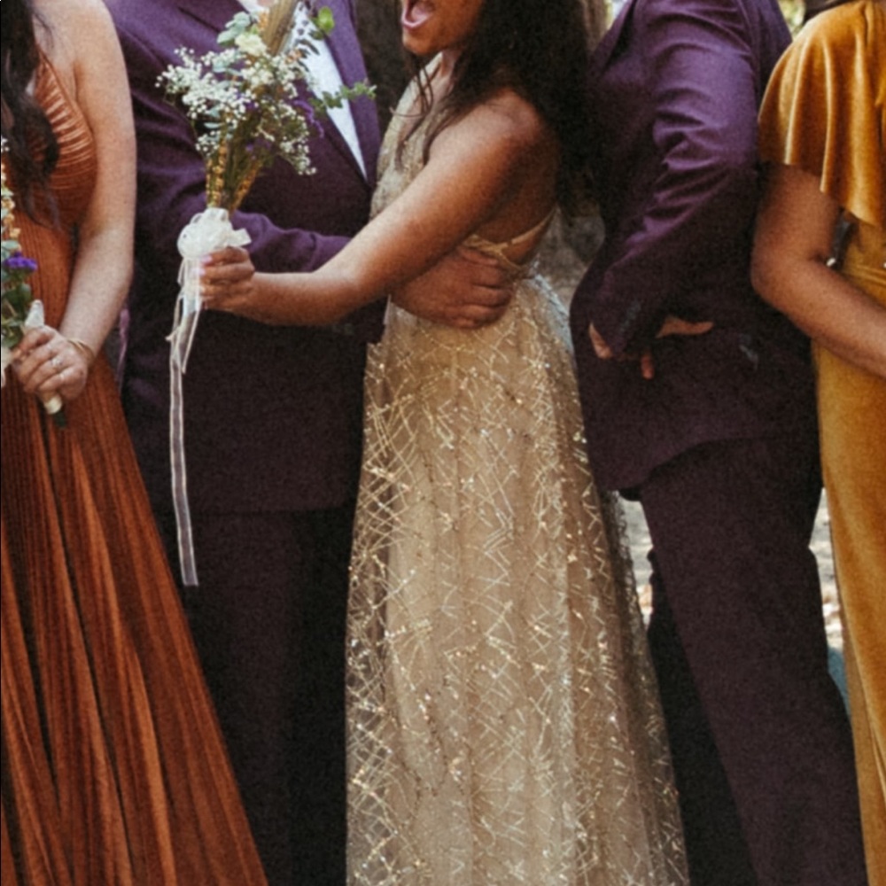 Showpo gold sequin glitter maxi bridesmaid dress
